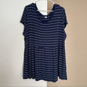 Plus Size Navy Blue and White Top